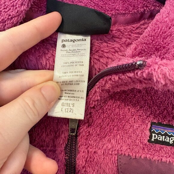 Patagonia Fleece Sweater Zip Jacket Girls' Size L Purple Pink Outdoor - Picture 9 of 11